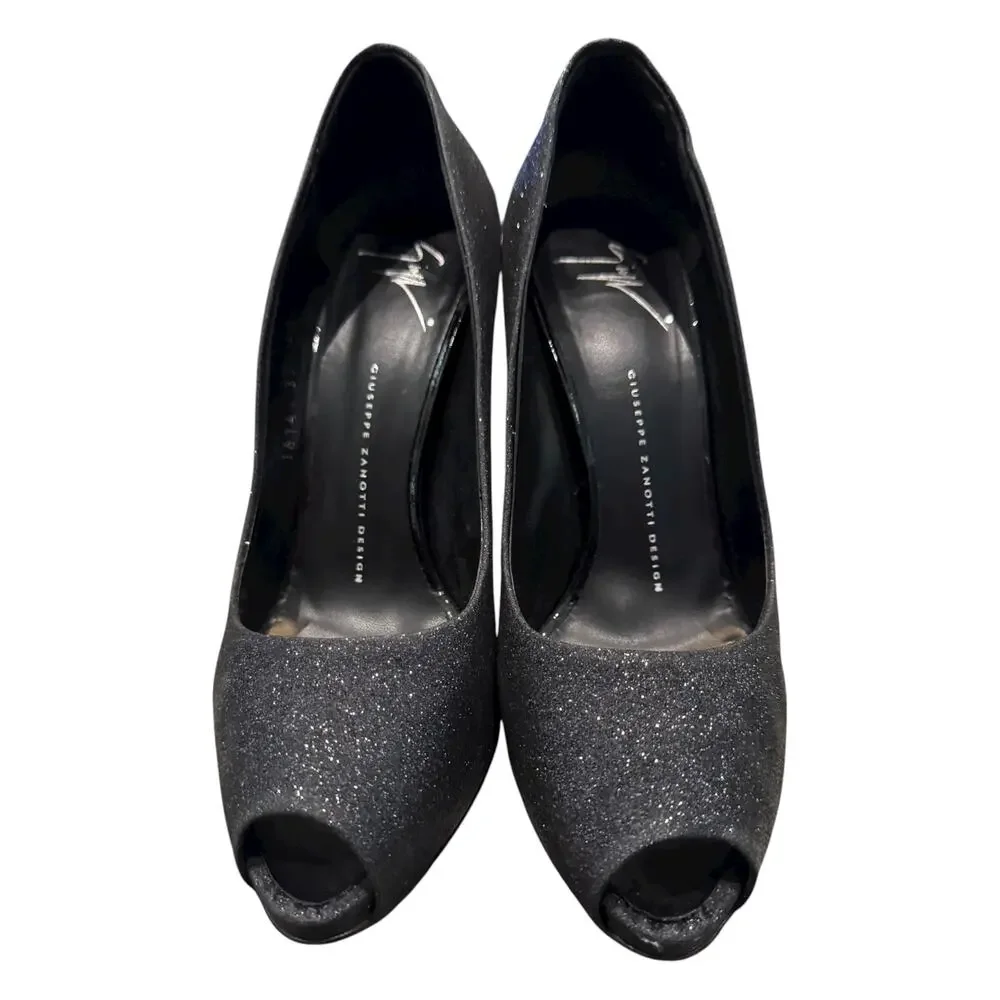 Giuseppe Zanotti Sharon Theron Glitter Peep Toe Pumps US 9 EU 39 w/ Box